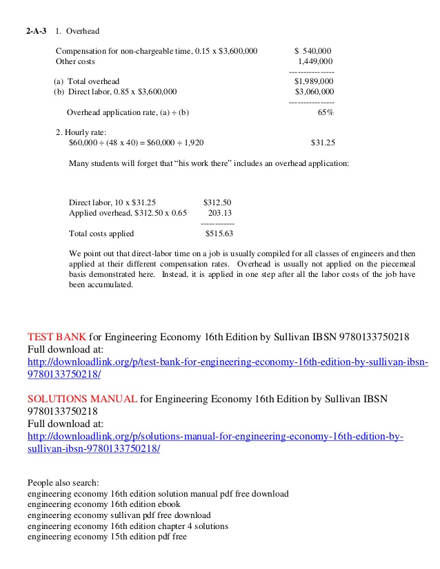 engineering economy 13th edition solution manual sullivan